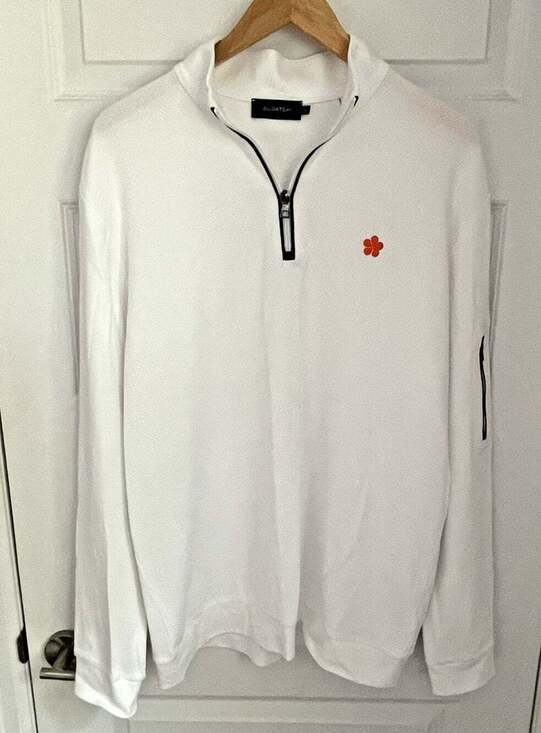 BUGATCHI Other - Bugatchi Beehive Quarter-Zip Pullover Mens L White 100% Cotton Long Sleeve Golf